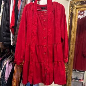 Simply southern Red corduroy Button-Up Women's Dress